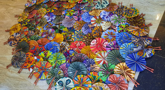 colourful fabric fans
