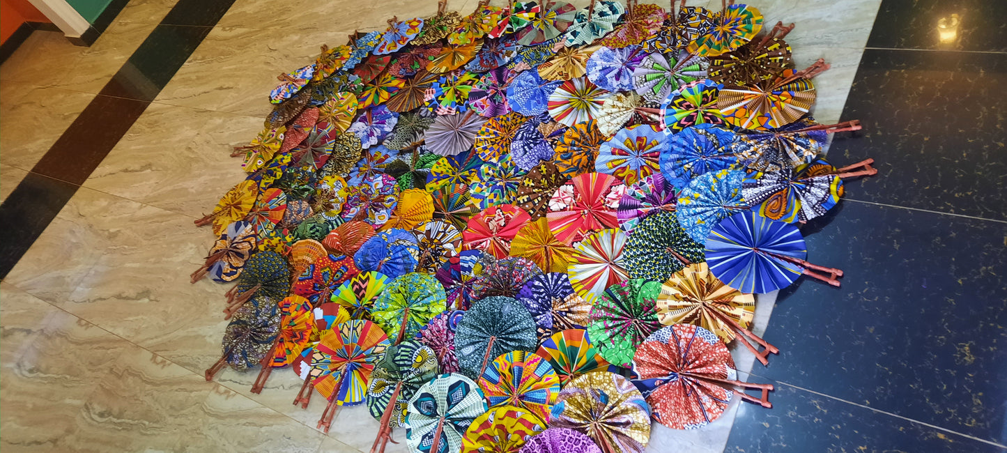 colourful fabric fans