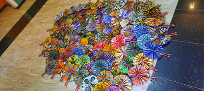 colourful fabric fans
