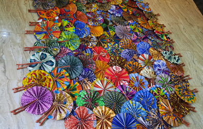 colourful fabric fans