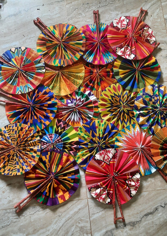 colourful decorative fabric fans