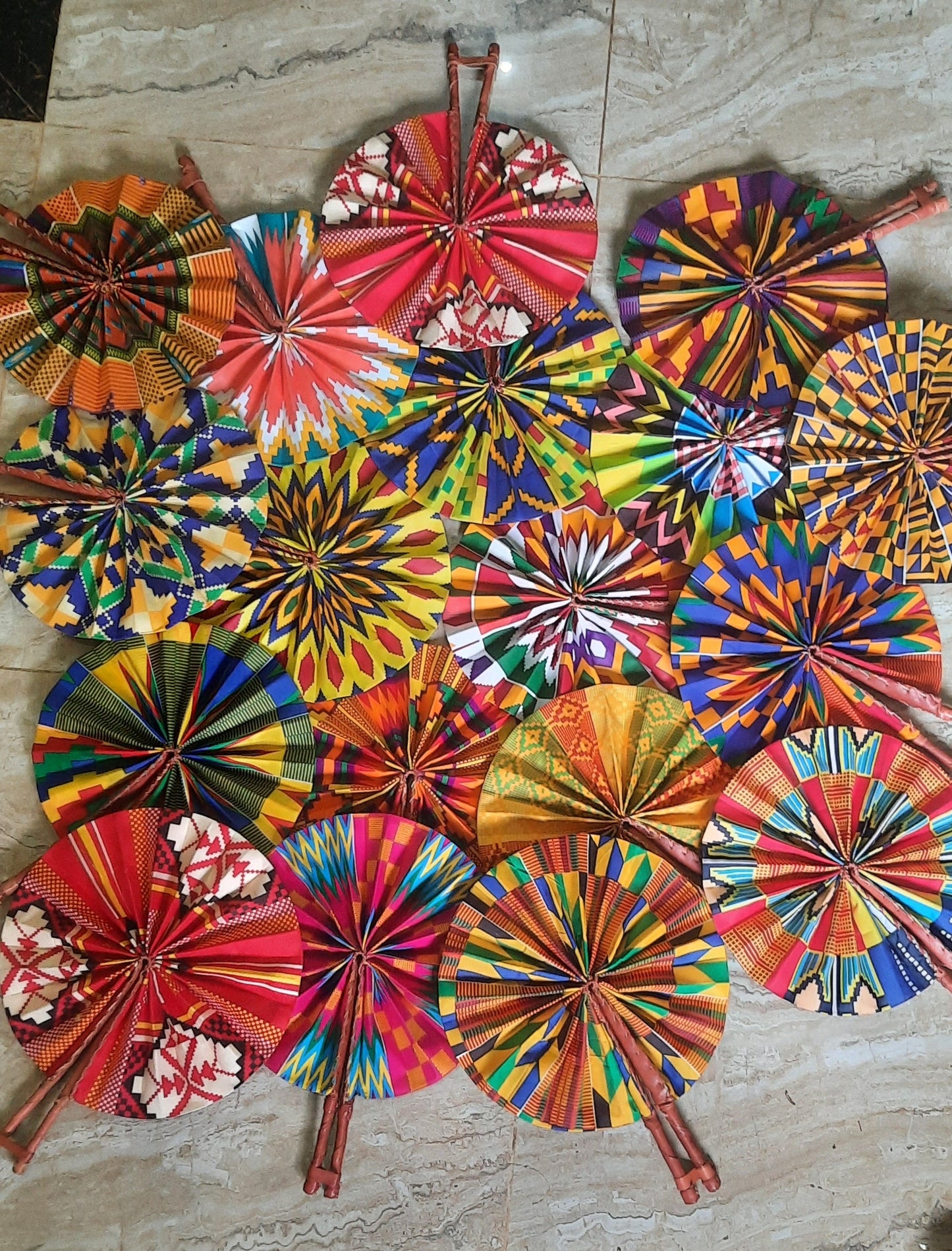 colourful decorative fabric fans