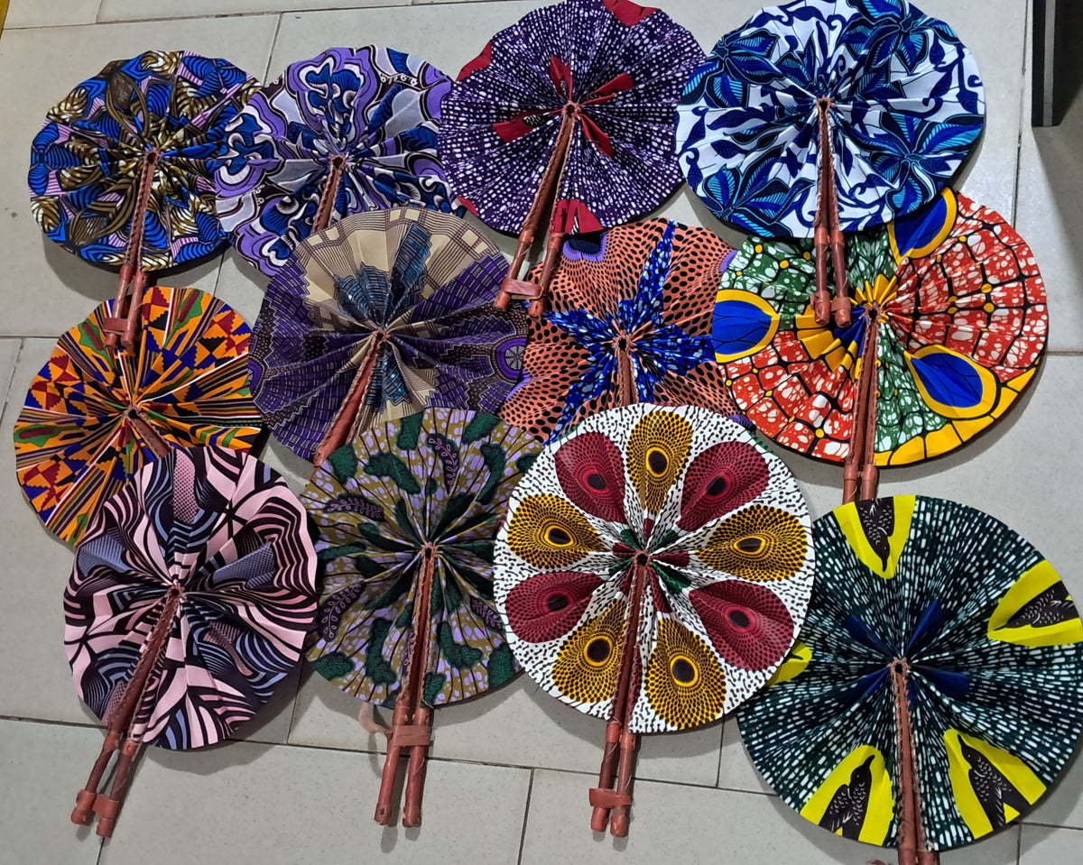 50 pcs Wholesale African Foldable Hand Fan - Made in Ghana