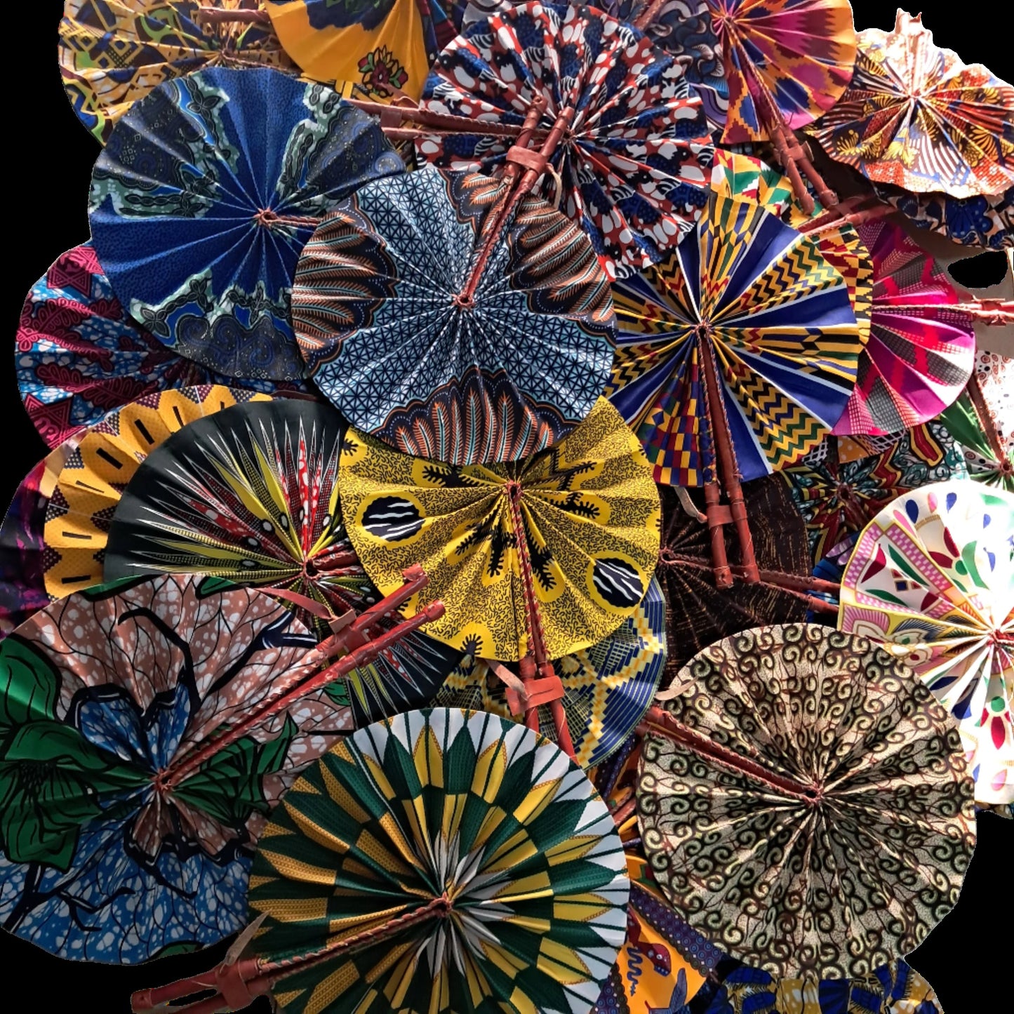 colourful decorative fabric fans