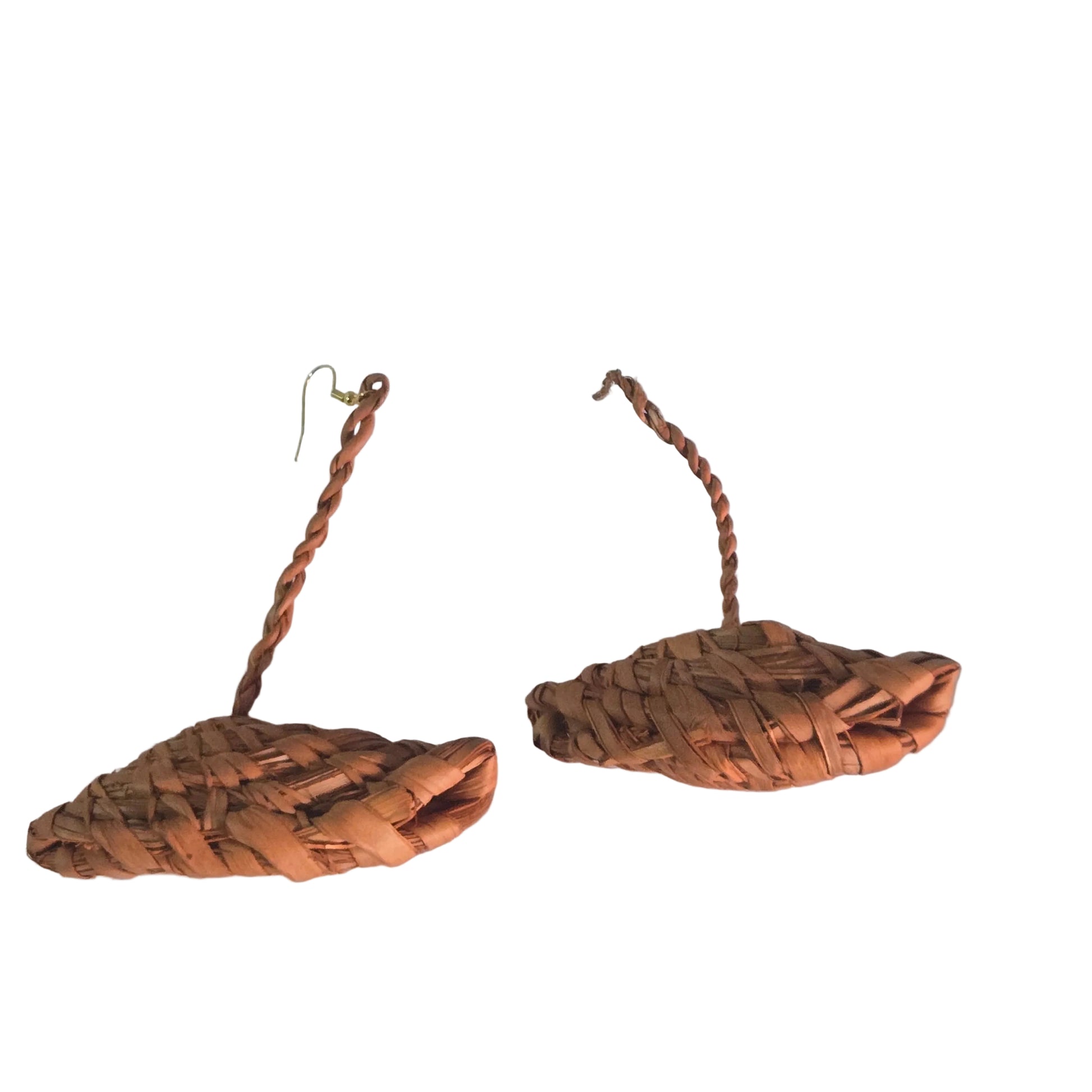 Pair of woven leather raffia  earrings