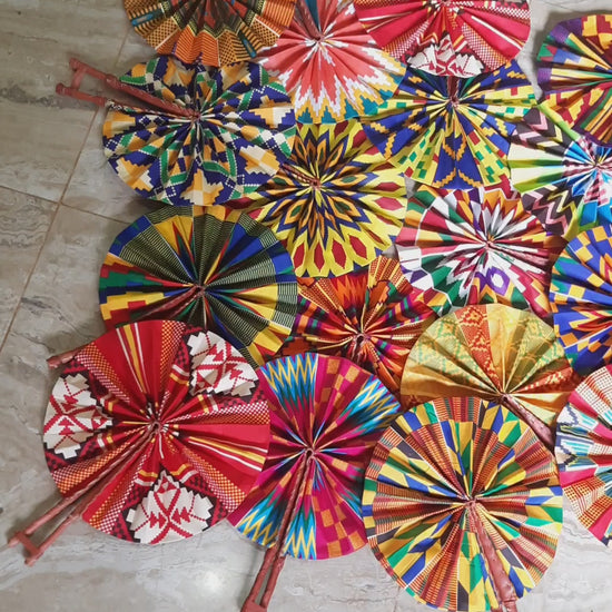 colourful decorative fabric fans
