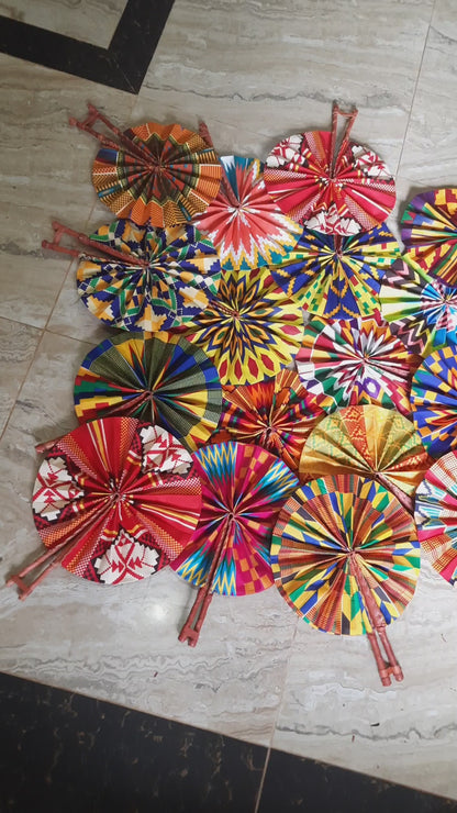 colourful decorative fabric fans