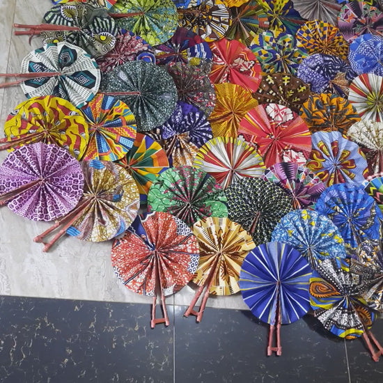colourful fabric fans